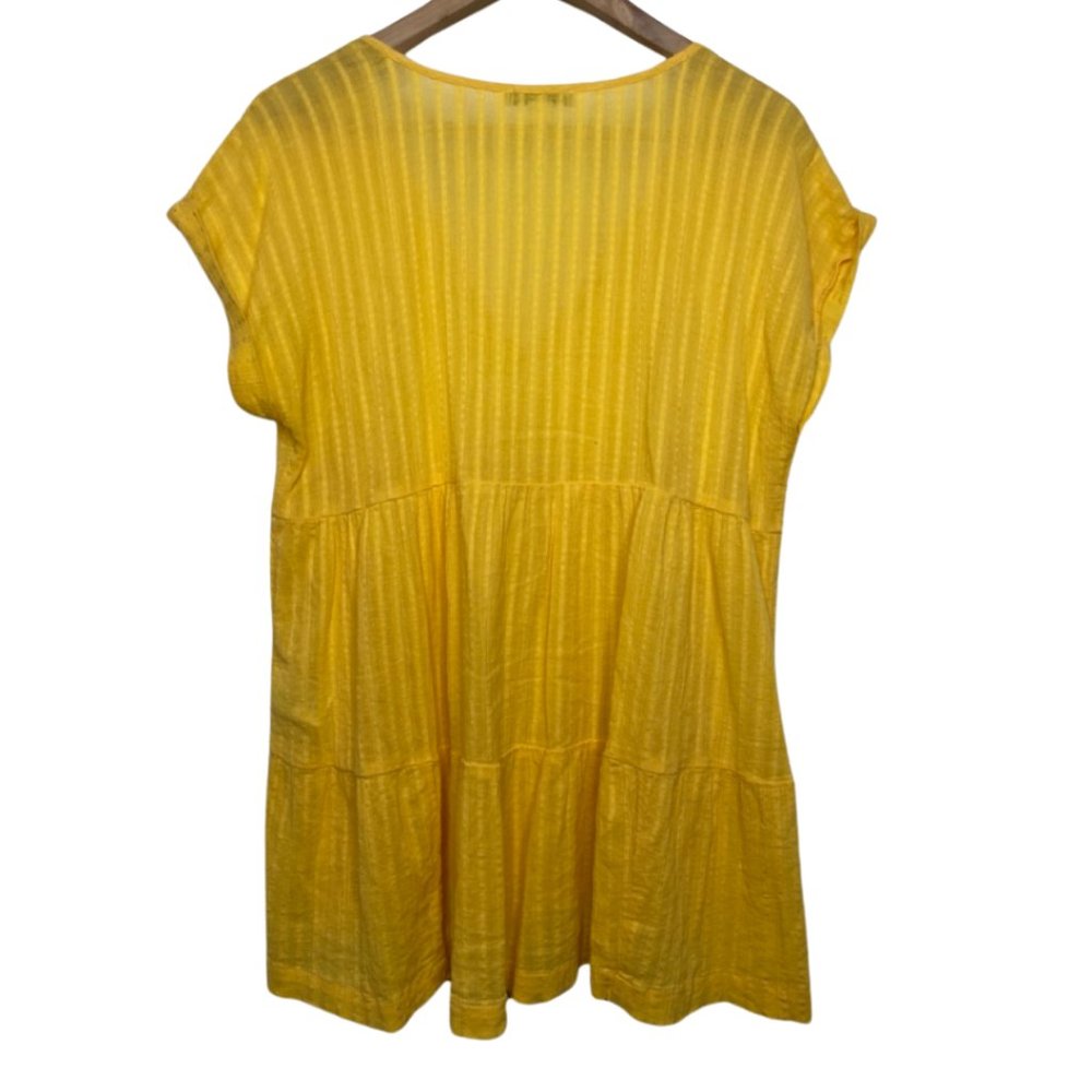 AMERICAN EAGLE | Tiered Yellow Cotton Babydoll Tunic Blouse | Size M - Picture 4 of 10